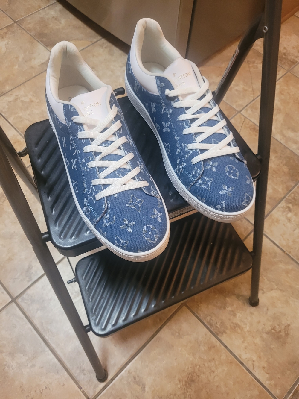 Men's Blue Monogram Denim Sneakers - Luxury Designer Style - Picture 7 of 7